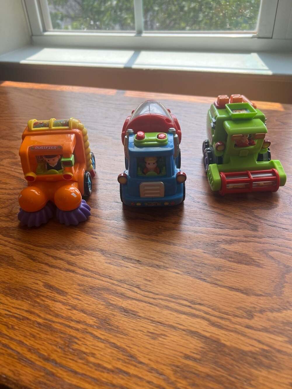 WolVolk Friction-Powered Toy Truck Set (Sweeper, Cement Mixer, and Harvester)